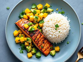 Salmon, Rice & Mango Salsa